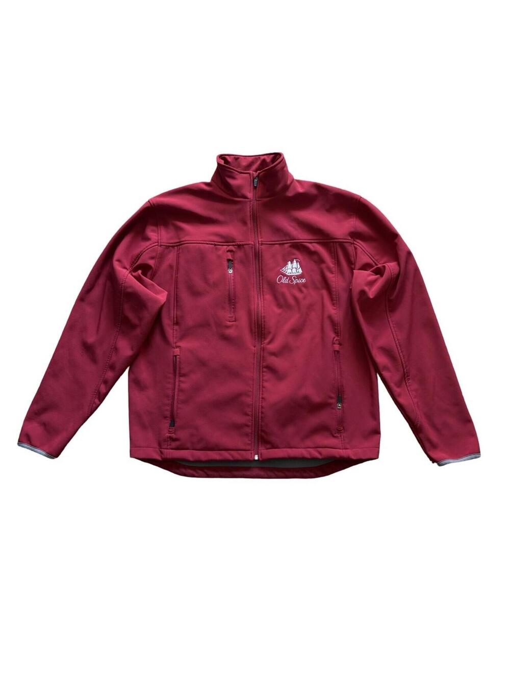 Old Spice Tri Mountain Red Full Zip Jacket Polyester Men's Size Large